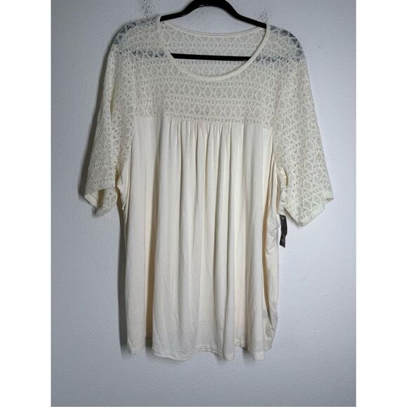 Torrid Tops - NWT Torrid Women’s Bohemian Lace Trim Cream Top Tunic Blouse Size 3X/ 22-24